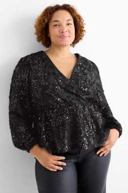 Chiffon-Pailletten-Bluse