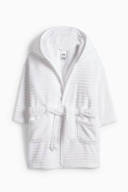 Peignoir bébé avec capuche - finition côtelée
