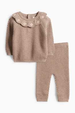 Motivo fiorellini - completo neonati crochet - 2 pezzi - tessuto tramato