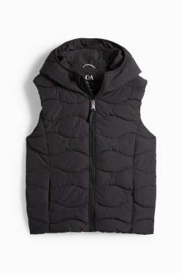 Prošívaná vesta s kapucí - z vodoodpudivého materiálu