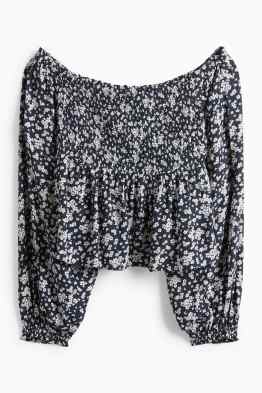 Crop Bluse - gesmokt