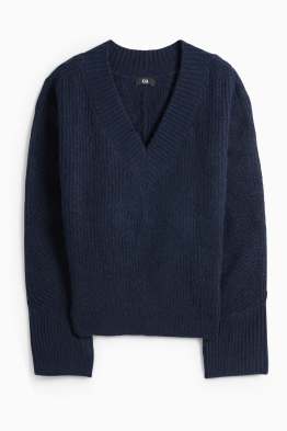 Trui met V-hals - geribd