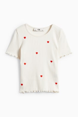 Serduszka - koszulka z krótkim rękawem - w prążki