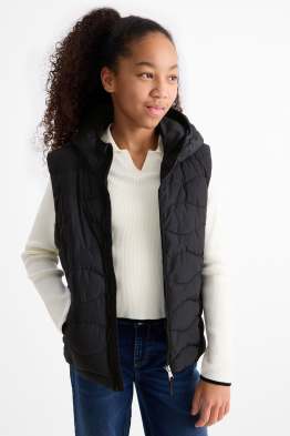 Quilted gilet with hood - water-repellent