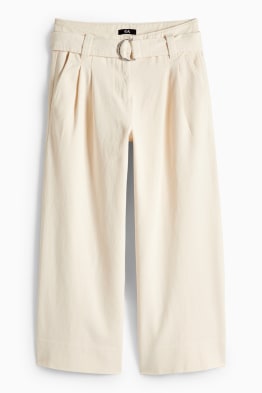 Pantalon en toile avec ceinture - high waist - wide leg