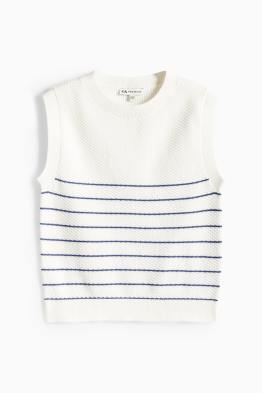 Pull sans manches - à rayures - finition texturée