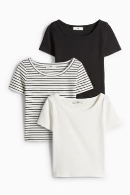 Multipack 3 ks - tričko s krátkým rukávem - žebrované