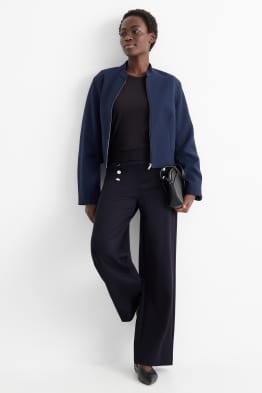 Jersey trousers - high-rise waist - wide leg