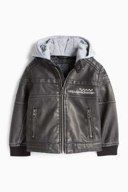 Racing - bikerjas met capuchon - imitatieleer