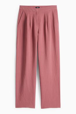 Business trousers with linen content - high waist - regular fit