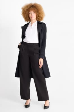 Plátěné kalhoty - mid waist - wide leg