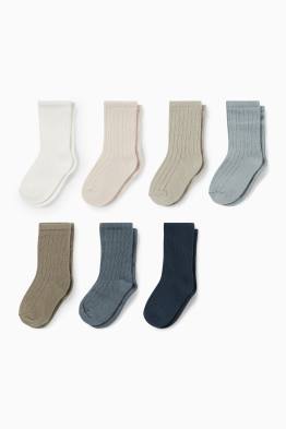 Wielopak, 7 par - skarpety niemowlęce - w prążki