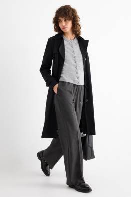 Cloth trousers - mid-rise waist - wide leg