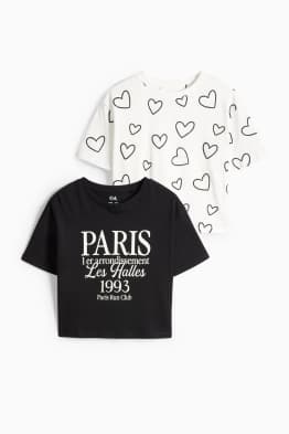 Multipack 2er - Herz und Paris - Kurzarmshirt