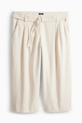 Pantalon en toile avec ceinture - high waist - wide leg