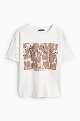 T-shirt - relaxed fit - glanseffect - luipaardprint