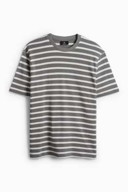Tričko - relaxed fit - pruhované- strukturované