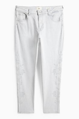 Boyfriend jean - mid waist - à fleurs