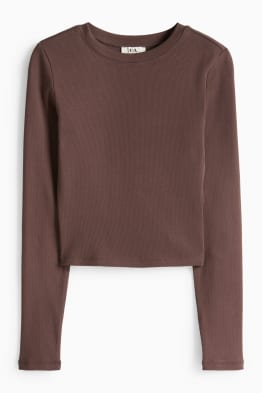 Haut court à manches longues - slim fit - côtelé