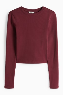 Haut court à manches longues - slim fit - côtelé