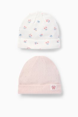 Confezione da 2 - motivo fiori e farfalle - berretto neonate