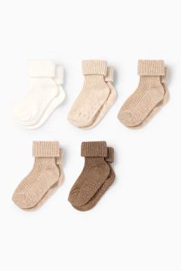Multipack 5er - Baby-Anti-Rutsch-Socken - gerippt