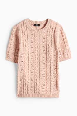 Maglione - a maniche corte - motivo a treccia