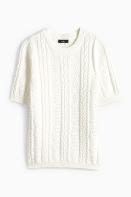 Maglione - a maniche corte - motivo a treccia
