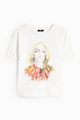 T-shirt met strass-steentjes - regular fit