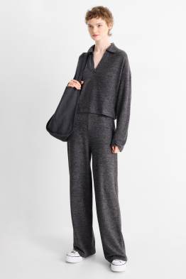 Straight leggings - žebrované