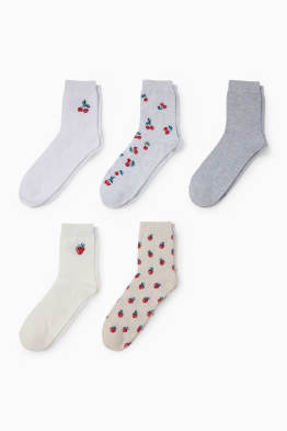 Multipack 5 ks - ponožky s motivem - třešně a jahody