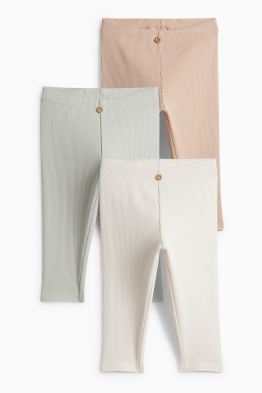 Multipack 3er - Baby-Leggings - gerippt
