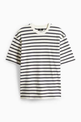 Tričko - relaxed fit - pruhované- strukturované