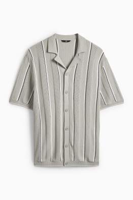 Pletená košile - regular fit - klopový límec - pruhovaná