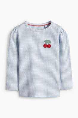 Kirsche - Baby-Crochet-Langarmshirt - gerippt - gestreift