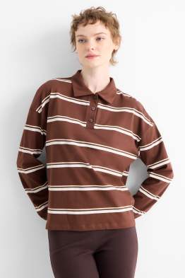 Langarm-Poloshirt - Regular Fit - gestreift