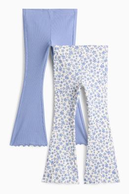 Multipack 2er - Blume - Flared Leggings - gerippt