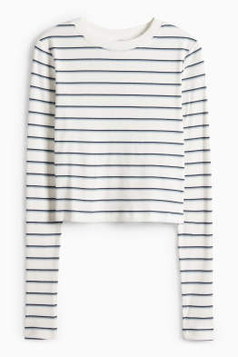 Langarmshirt - Slim Fit - gerippt - gestreift