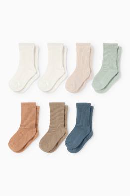 Lot de 7 paires - chaussettes bébé - finition côtelée