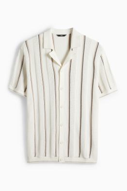 Pletená košile - regular fit - klopový límec - pruhovaná