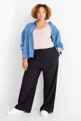 Pantalon en toile - mid waist - wide leg