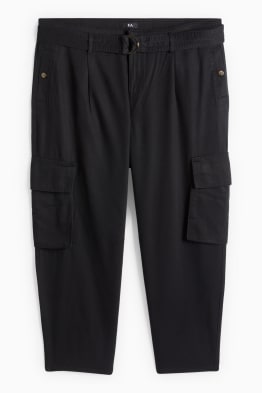 Pantalons cargo amb cinturó - high waist - tapered fit