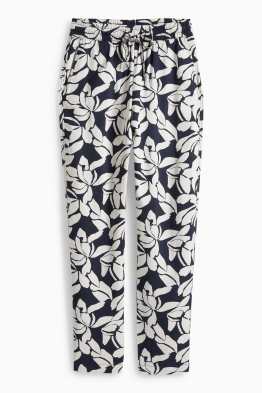 Stoffhose - High Waist - Tapered Fit - geblümt