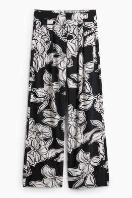 Pantaloni di stoffa - vita alta - gamba larga