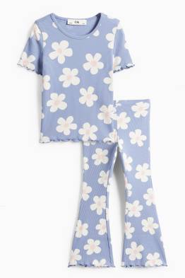 Fleur - ensemble - T-shirt et flared legging - finition côtelée