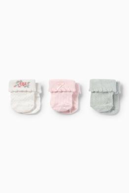 Multipack 3er - Blümchen - Erstlings-Socken mit Motiv