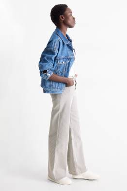 Wide leg jean à ceinture - mid waist - à rayures