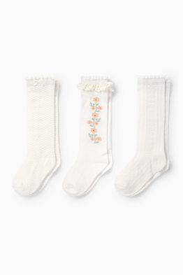 Confezione da 3 - calze neonate - fiorellini