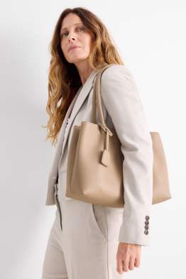 Großer Shopper mit abnehmbarem Taschengurt - Lederimitat