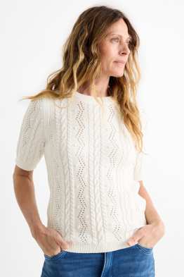 Maglione - a maniche corte - motivo a treccia